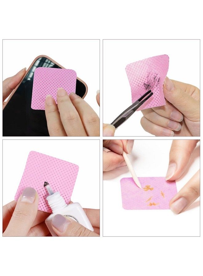 1080Pcs Pink Lint Free Nail Wipes Eyelash Extension Glue Wipes Soft Nail Polish Remover Pads Nonwoven Nail Polish Remover Wipes Lint Free Wipes For Eyelash Extensions Nails Lash Glue