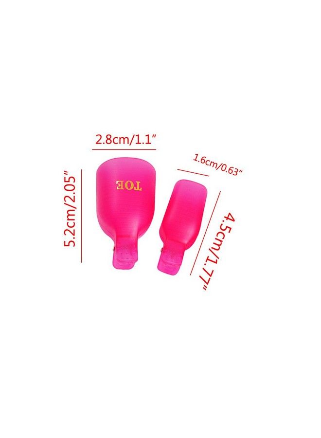 Pack Of 10 Reusable Toenail Nail Art Soak Off Cap Clip Uv Gel Polish Remover Tool (Hot Pink)