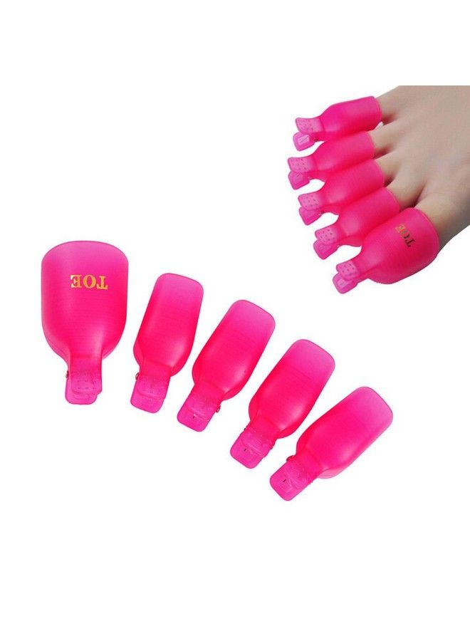 Pack Of 10 Reusable Toenail Nail Art Soak Off Cap Clip Uv Gel Polish Remover Tool (Hot Pink)