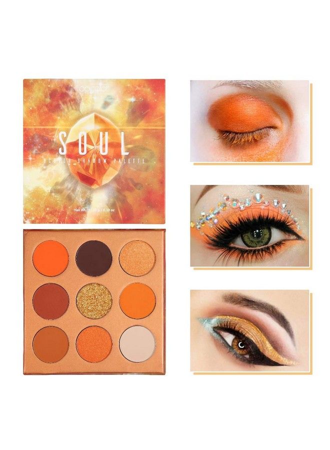 Eyeshadow Palette 9 Colors Gemstone Shadow Palette Highly Pigmented Mattes Shimmers Naked Smokey Glitter Cream Colorful Powder Blendable Long Lasting Waterproof Makeup PaletteOrange