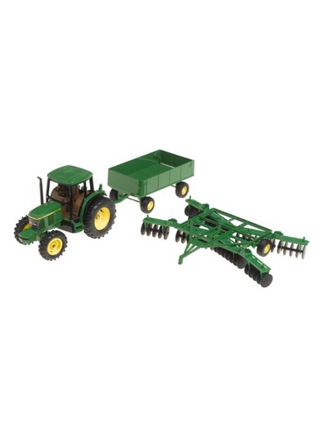 Deere 6410 Tractor With Barge Wagon And Disk (1:32 Scale) , Green