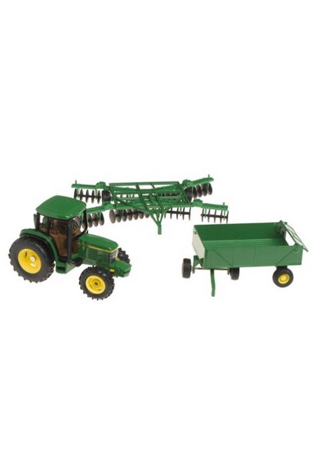 Deere 6410 Tractor With Barge Wagon And Disk (1:32 Scale) , Green
