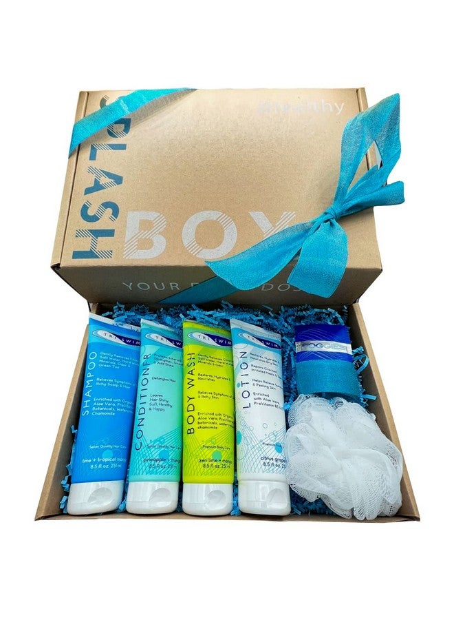 Splash Box Set Of 6 Chlorine Removal Body Wash + Swimmers Shampoo And Conditioner + Lotion 8.5 Fl Oz With Foggies Defog Lens Wipes For Goggles