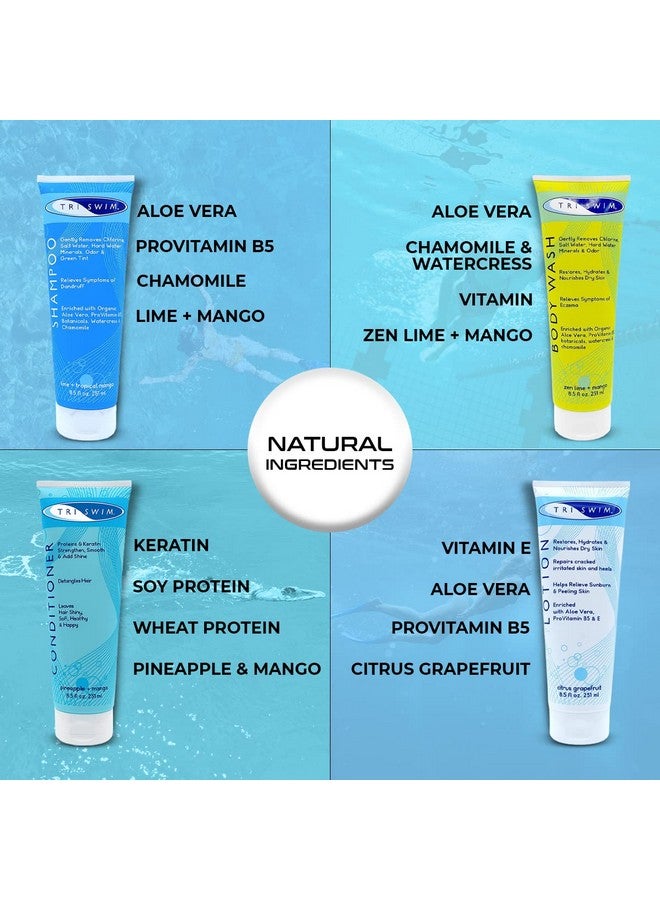 Splash Box Set Of 6 Chlorine Removal Body Wash + Swimmers Shampoo And Conditioner + Lotion 8.5 Fl Oz With Foggies Defog Lens Wipes For Goggles