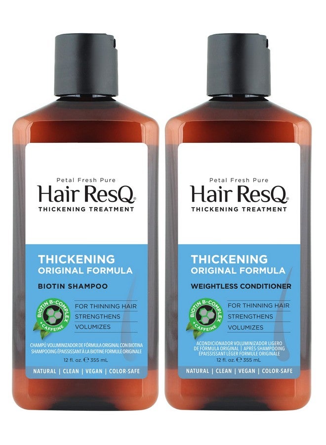 Hair Resq Original Formula Natural Thickening Biotin Shampoo & Weightless Conditioner For Noticeably Thinning Hair Strengthens & Volumizes Vegan & Crueltyfree 2 Count (Bundle)