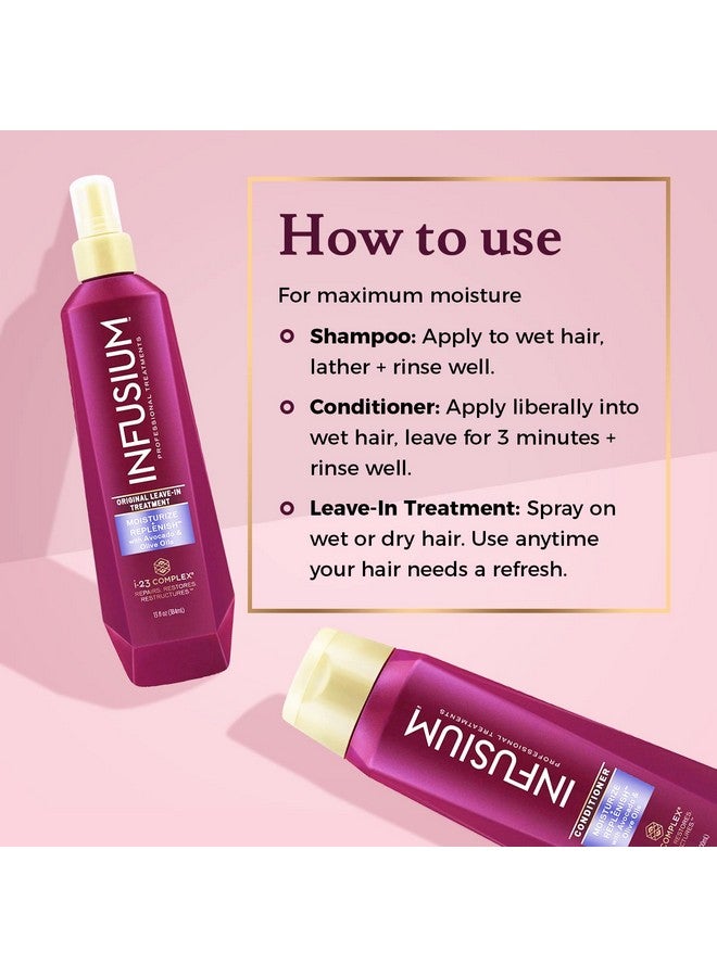 Professional Shampoo Conditioner And Leavein Treatment Set Moisturize And Replenish Avocado & Olive Oil 3 13.5Oz Bottles