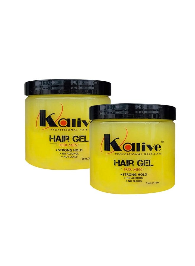 Kalive Men'S Hair Styling Gel 16 Oz (2Pack) Stronghold And Light Shine All Day Mens Hair Product Fresh Scent No Flaking Or Alcohol