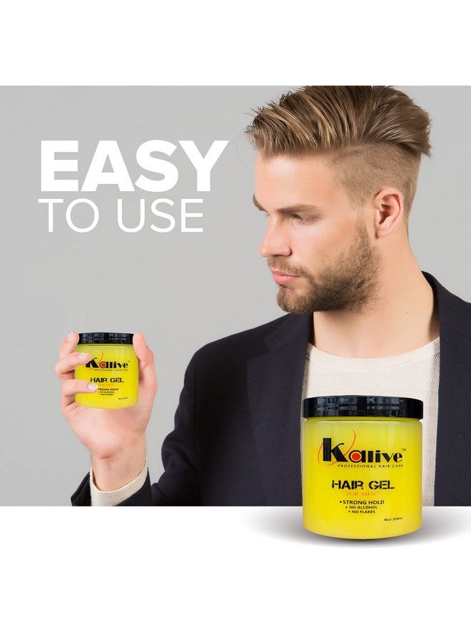 Kalive Men'S Hair Styling Gel 8 Oz Stronghold And Light Shine All Day No Flaking.