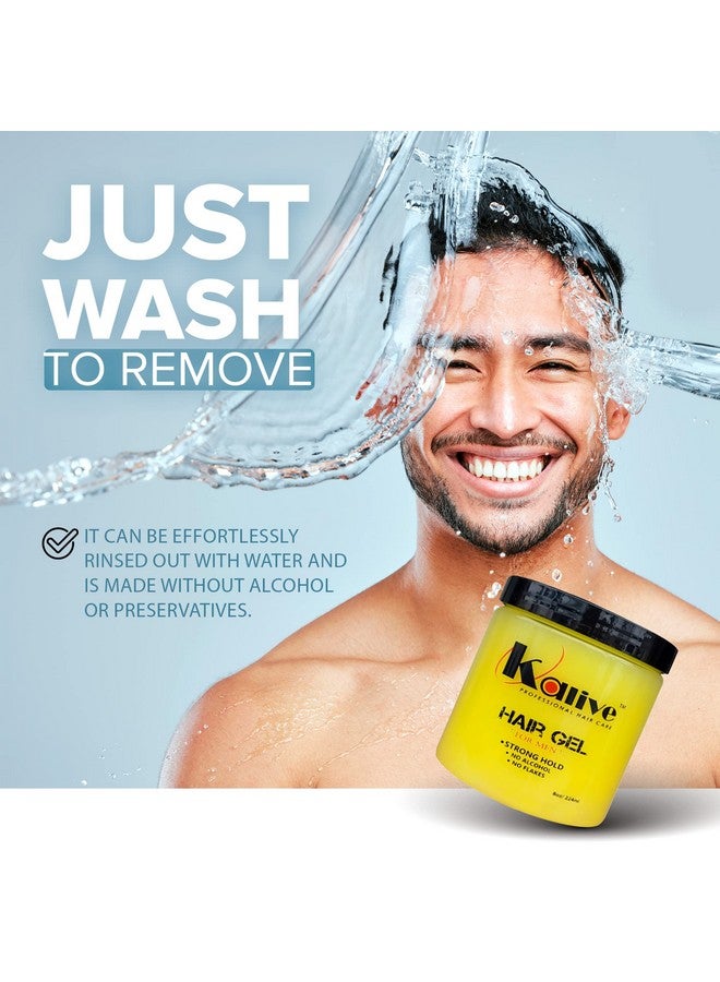 Kalive Men'S Hair Styling Gel 8 Oz Stronghold And Light Shine All Day No Flaking.