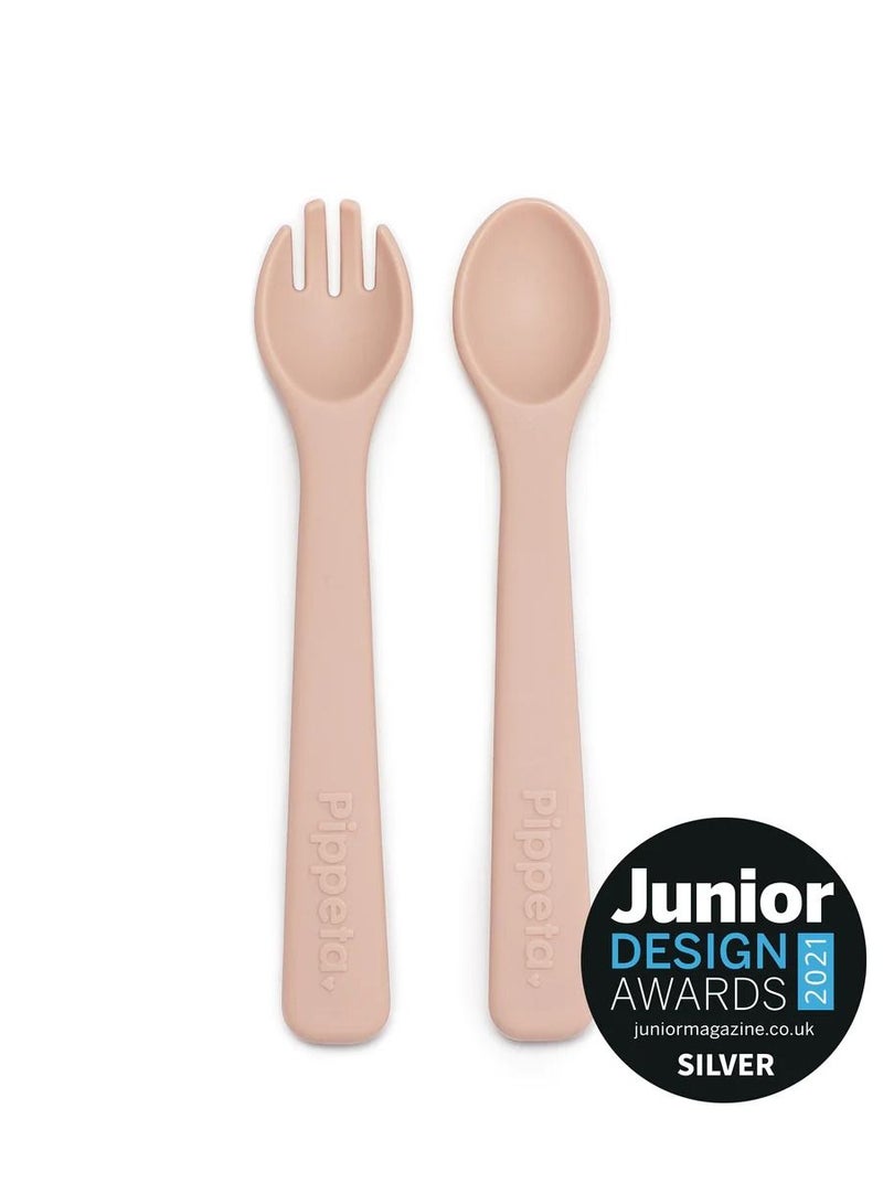 Pippeta Silicone Spoon And Fork For Baby - Ash Rose