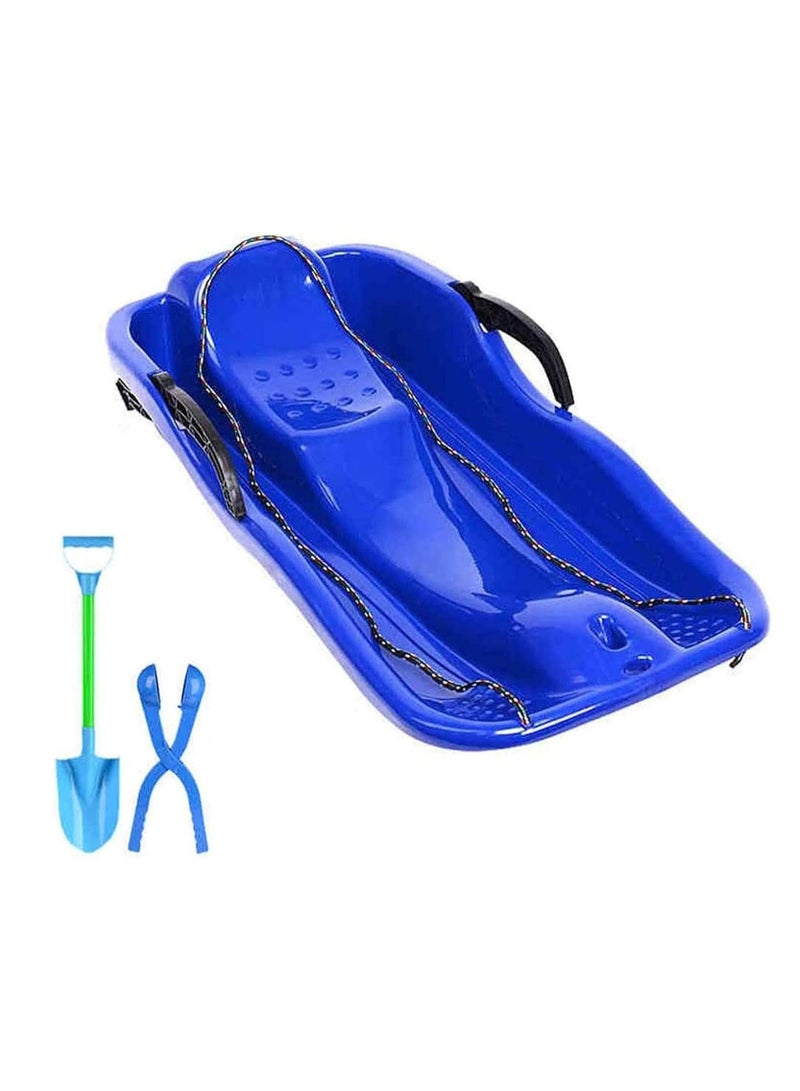 Outdoor Sports Plastic Skiing Boards Sled Luge Snow Grass Sand Board Ski And Snowboard With Rope,Blue