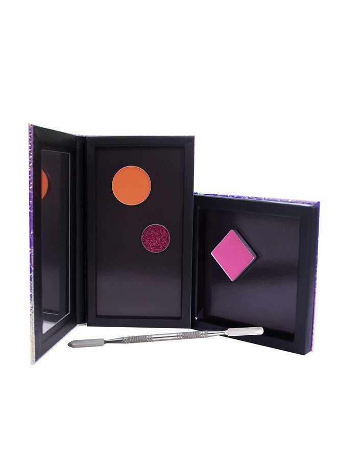 Leopard Empty Makeup Magnetic Palette With Spatula And Metal Stickers 2Pcs Palettes Set 18 Colors And 9 Colors Empty Magnetic Makeup Palette (Fish Scales)
