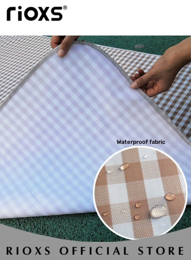 Picnic Blanket,Outdoor Foldable Blankets,Waterproof Beach Picnic Blanket,Portable Picnic Mat With Disposable Picnic Mats,For Camping Family Park Garden-Brown 200X200cm; 3-4 Person
