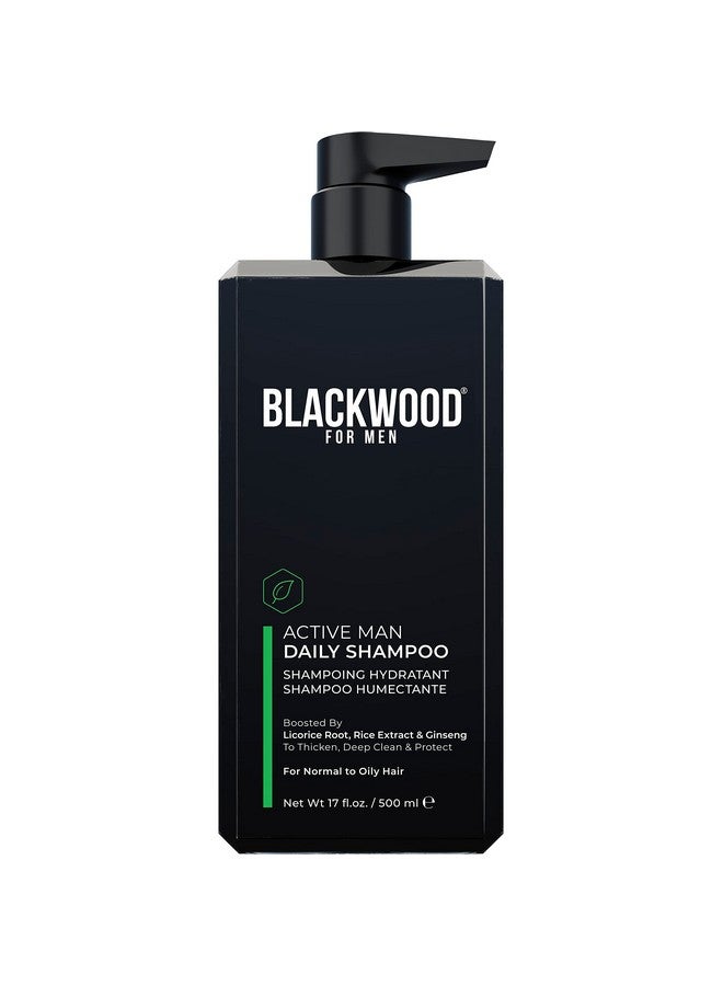 Active Man Daily Shampoo Men'S Vegan & Natural Thickening Shampoo For Hair Loss & Dandruff Infused With Ginseng & Aloe Vera Sulfate Free Paraben Free & Cruelty Free (17 Oz)