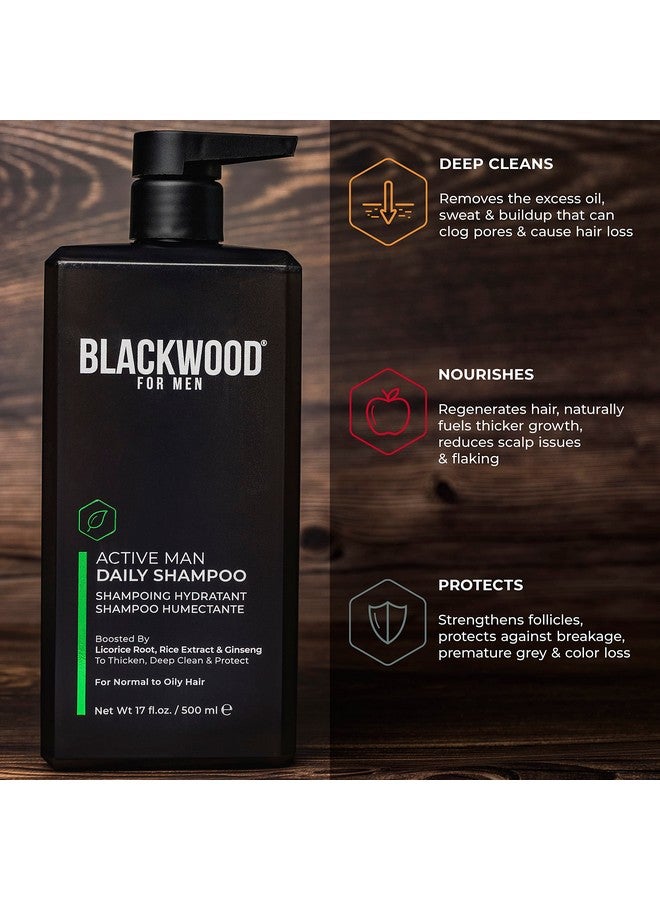 Active Man Daily Shampoo Men'S Vegan & Natural Thickening Shampoo For Hair Loss & Dandruff Infused With Ginseng & Aloe Vera Sulfate Free Paraben Free & Cruelty Free (17 Oz)