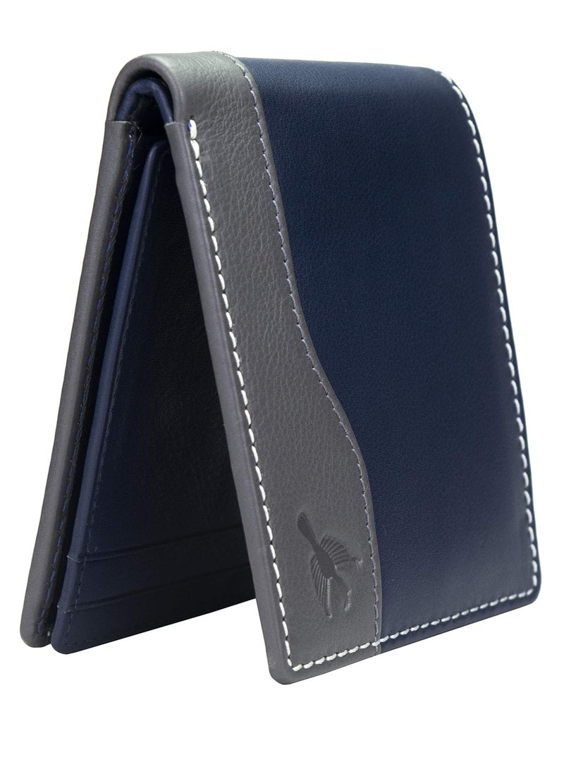 Buttler Men's Navy Genuine Leather RFID Blocking Wallet