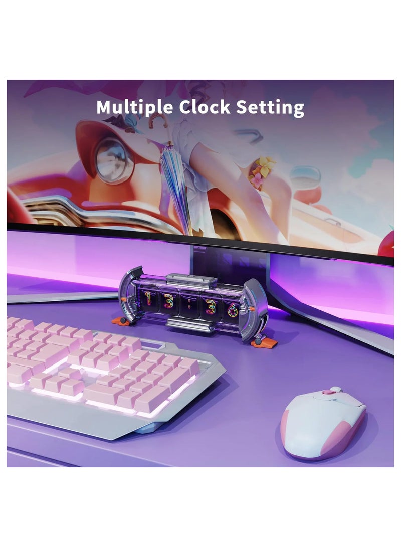 Times Gate Pixel Art Informative Display Digital Clock, Silver