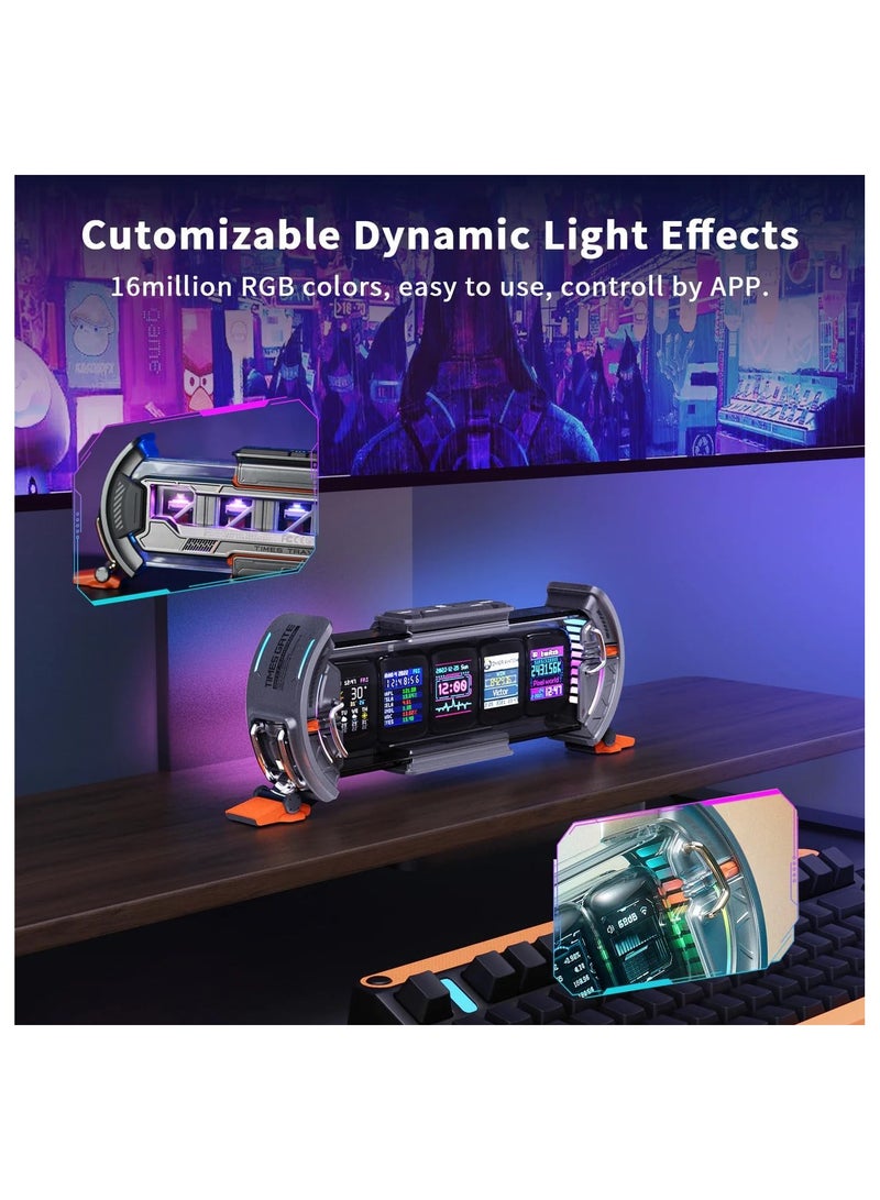 Times Gate Pixel Art Informative Display Digital Clock, Silver