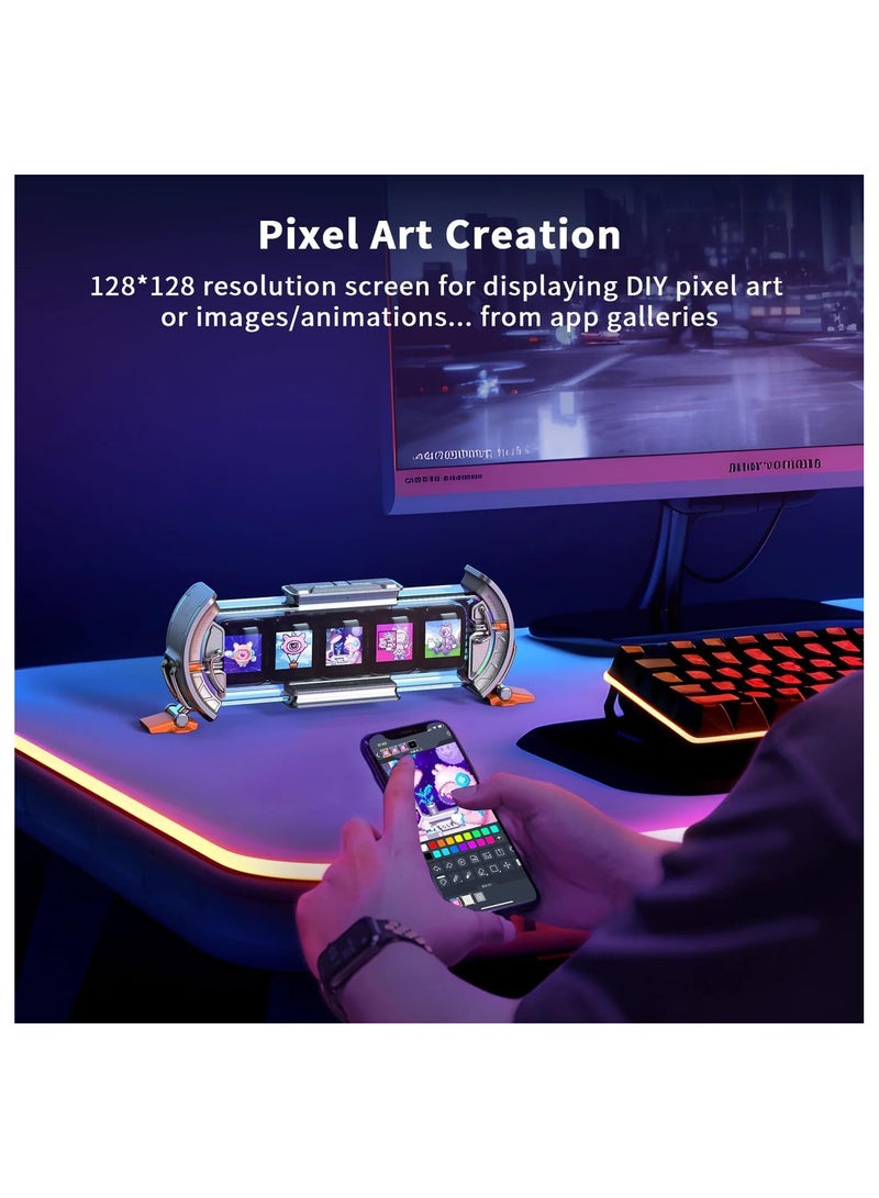 Times Gate Pixel Art Informative Display Digital Clock, Silver