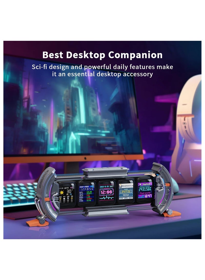 Times Gate Pixel Art Informative Display Digital Clock, Silver