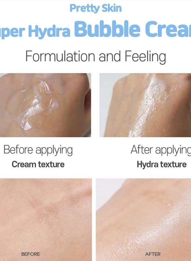 Super Hydra Bubble Cream 3.38fl.oz.(100ml) Hyaluronic Acid, Peptide, Camellia Flower Extract | Hydrating & Moisturizing