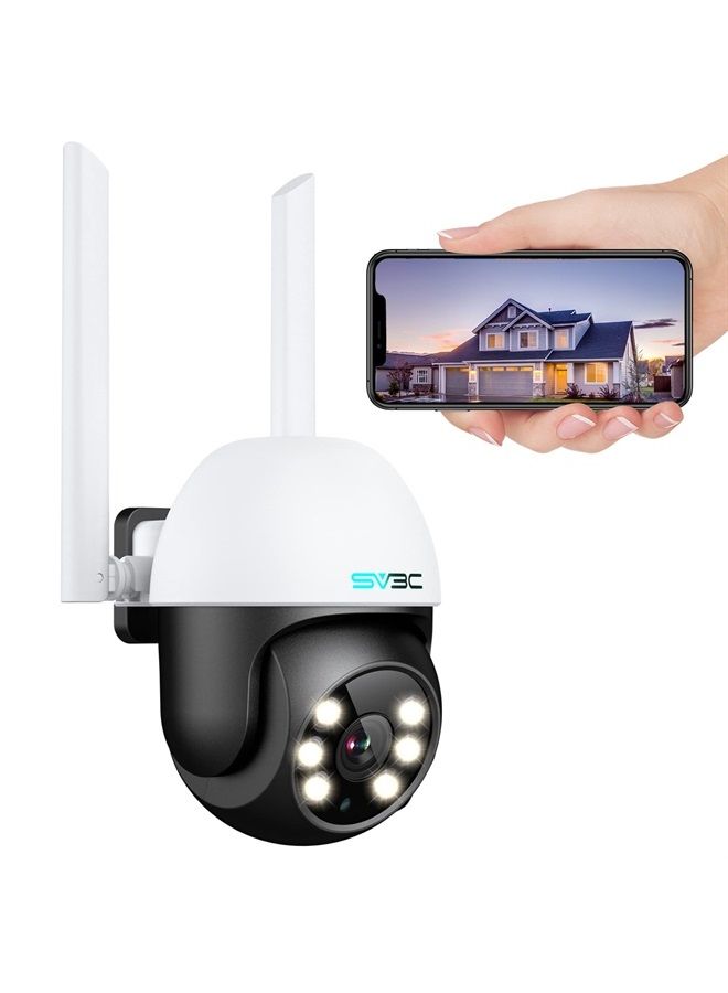 PTZ Security Camera Outdoor, Pan Tilt Dome WiFi IP Camera with Auto Tracking, 1080P Color Night Vision, 2-Way Audio, Humanoid Detection, Waterproof, 24/7 Recording, SD Card Storage, Remote Access