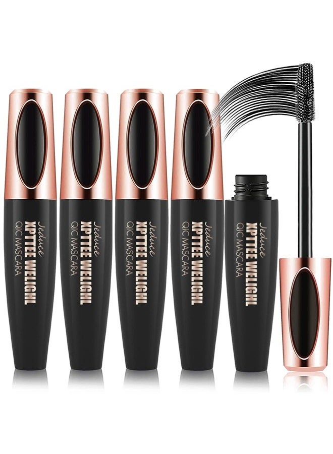4 Pack 4D Silk Fiber Lash Mascara Extension Voluminous Fiber Mascara Waterproof & Smudge-Proof Mascara Long-Lasting No Flaking Natural No Clumping,All Day Exquisitely Full