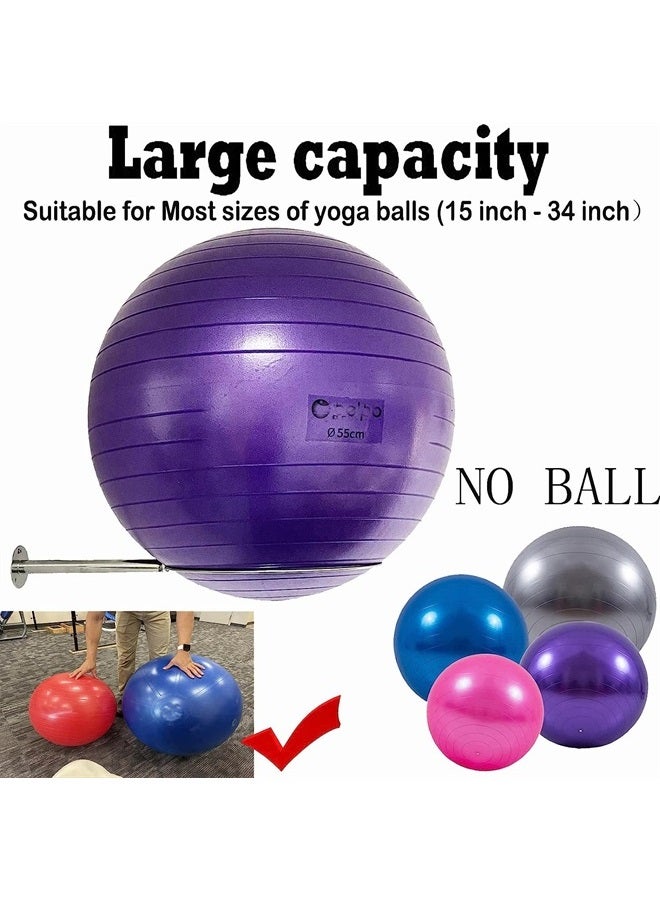 Wall Mounted Stainless Steel Exercise Ball Holder, Sturdy Yoga Ball Storage Rack, Stability ball Display Holder, for Exercise/Yoga/Stability Balls 32 cm to 86 cm (13