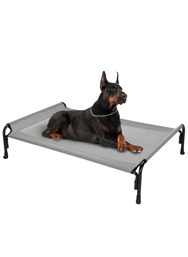 Elevated Dog Bed, Outdoor Raised Dog Cots Bed for Large Dogs, Cooling Camping Elevated Pet Bed with Slope Headrest for Indoor and Outdoor, Washable Breathable, X-Large, Grey, CWC2204