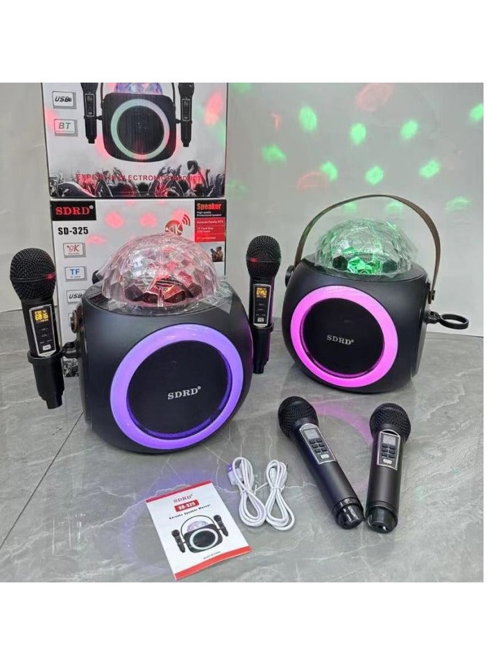 SD-325 Family Wireless Bluetooth Speaker Set Audio and Mic Integrated Machine with Color Atmosphere Light Dual Mic Party Karaoke