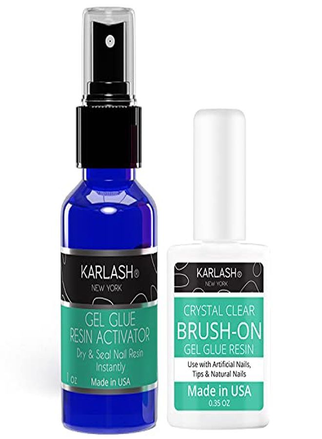 Professional Dip System Brush On Glue Gel 0.5 Oz & Resin Gel Glue Activator 1 Oz.