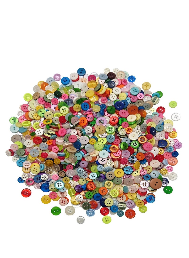 1000 Pcs Resin Buttons Assorted Sizes Round Craft Buttons for Sewing DIY Crafts Children's Manual Button Painting Mixed Colors