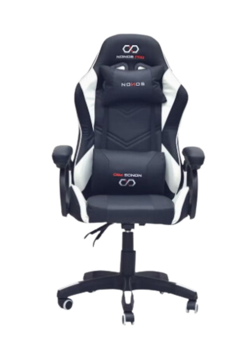 Modern Design Best Executive gaming chair SILA-44-White&Black  for Video Gaming Chair for Pc with fully reclining back and head rest and soft leather (White-Black)