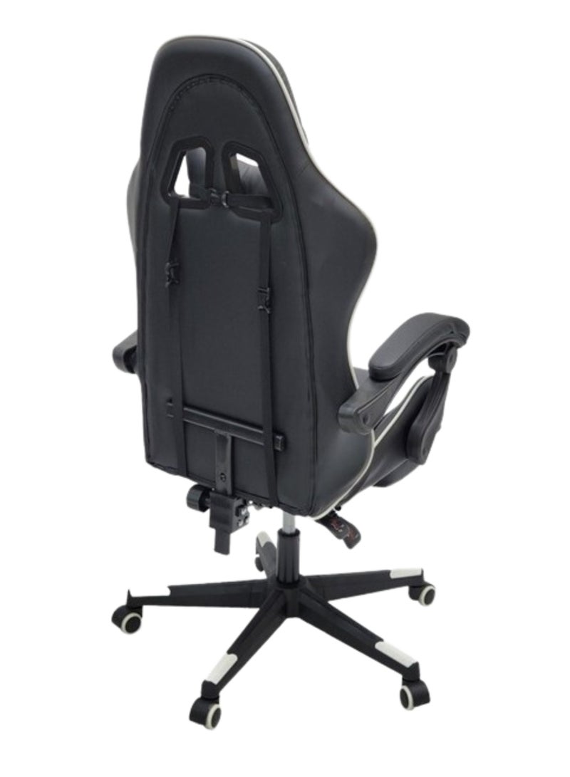 Gaming Chair Ergonomic Executive PUBG-3D 360° Rolling Swivel Reclining Computer Chair PU Leather Adjustable Height with Headrest Pillow Cushion & Lumber Support Back, Premium Foam White & Black G568