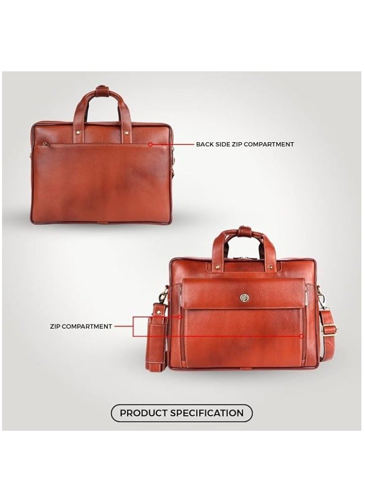 Original Bombay Brown Leather 15.6 inch Expandable Laptop Messenger Bag LB150