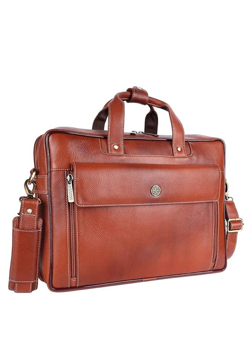 Original Bombay Brown Leather 15.6 inch Expandable Laptop Messenger Bag LB150