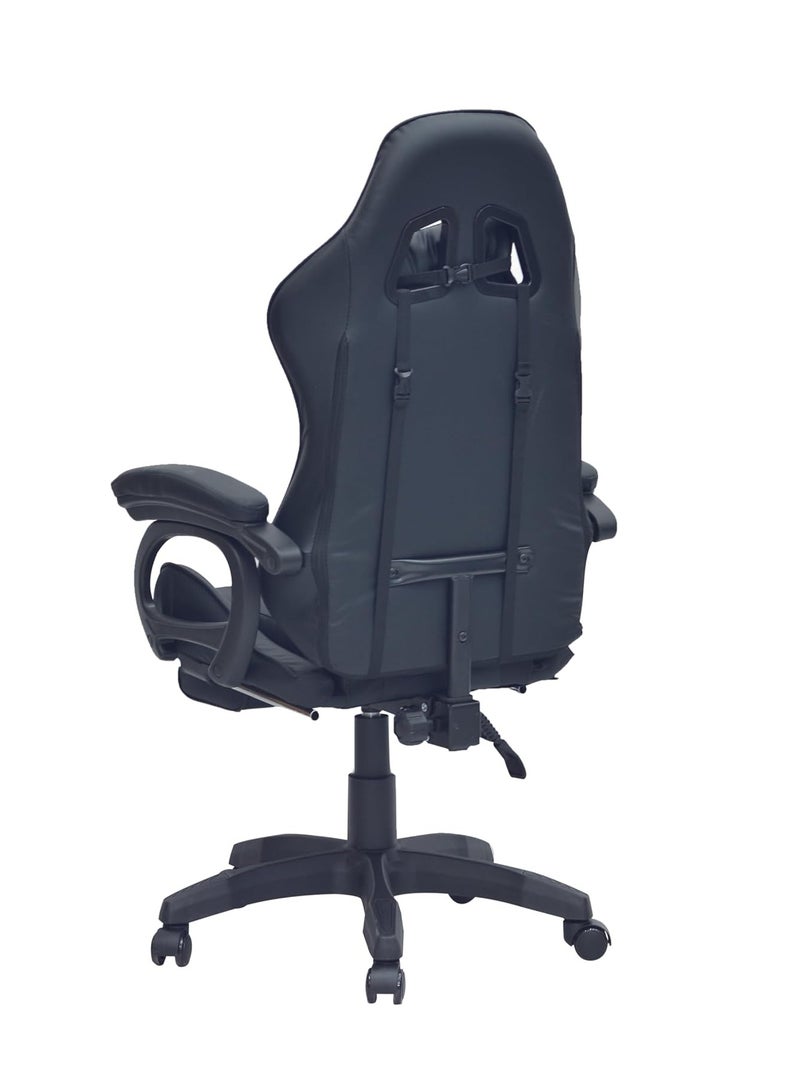 Modern Design Best Executive gaming chair SILA-FR44-Black for Video Gaming Chair for Pc with fully reclining back and head rest and FOOTrest soft leather (Black)