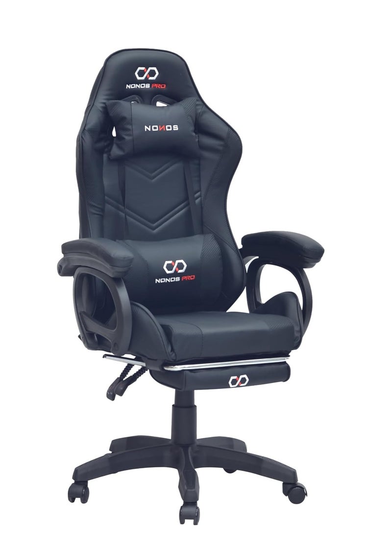 Modern Design Best Executive gaming chair SILA-FR44-Black for Video Gaming Chair for Pc with fully reclining back and head rest and FOOTrest soft leather (Black)