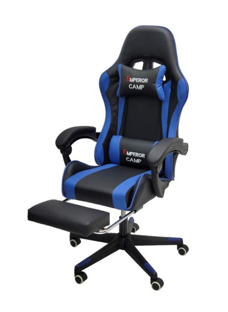 Gaming Chair Ergonomic Executive PUBG-3D 360° Rolling Swivel Reclining Computer Chair PU Leather Adjustable Height with Headrest Pillow Cushion & Lumber Support Back, Premium Foam Blue & Black G568