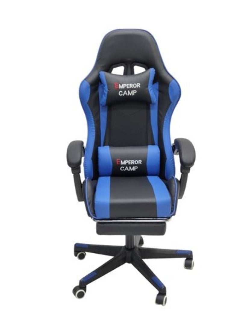 Gaming Chair Ergonomic Executive PUBG-3D 360° Rolling Swivel Reclining Computer Chair PU Leather Adjustable Height with Headrest Pillow Cushion & Lumber Support Back, Premium Foam Blue & Black G568