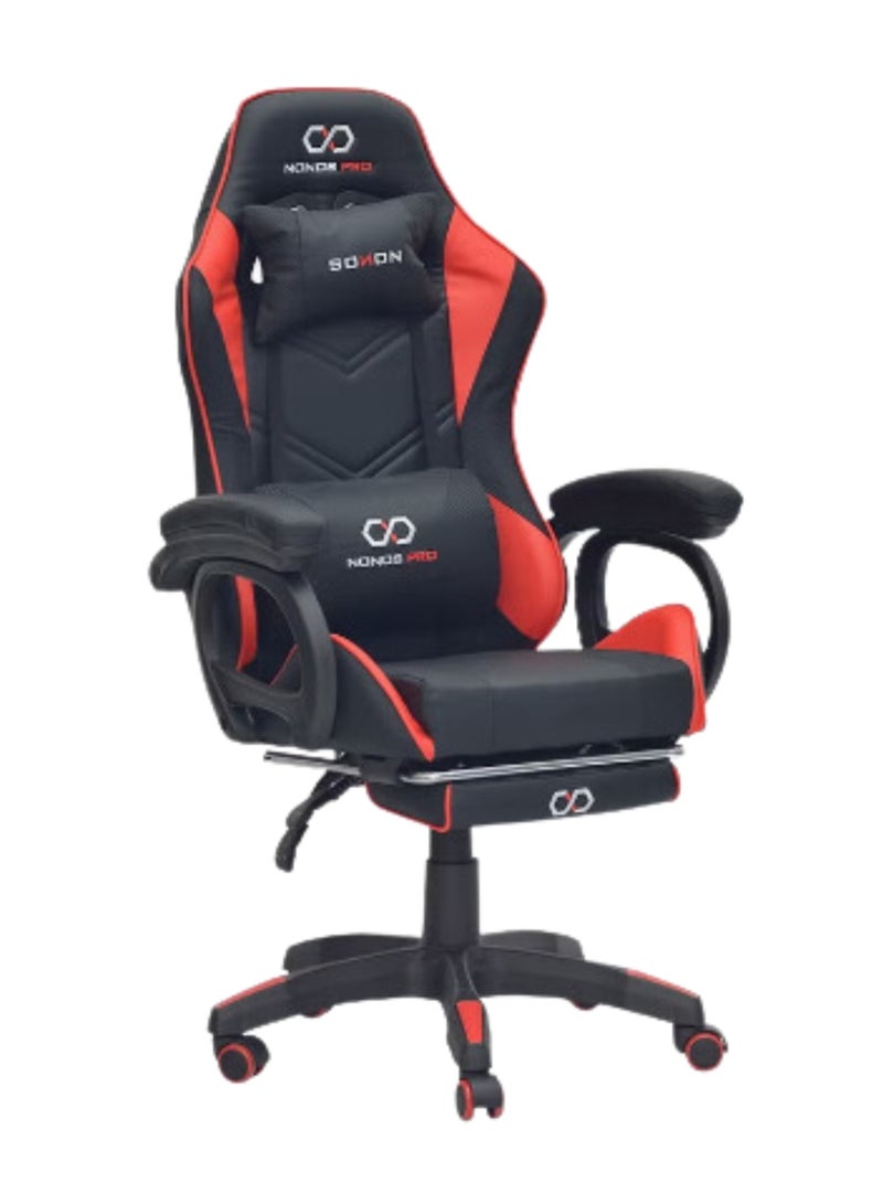 Modern Design Best Executive gaming chair SILA-MH-FR44-Red&BLACKfor Video Gaming Chair for Pc with fully reclining back and head rest and FOOTrest soft leather (Black)