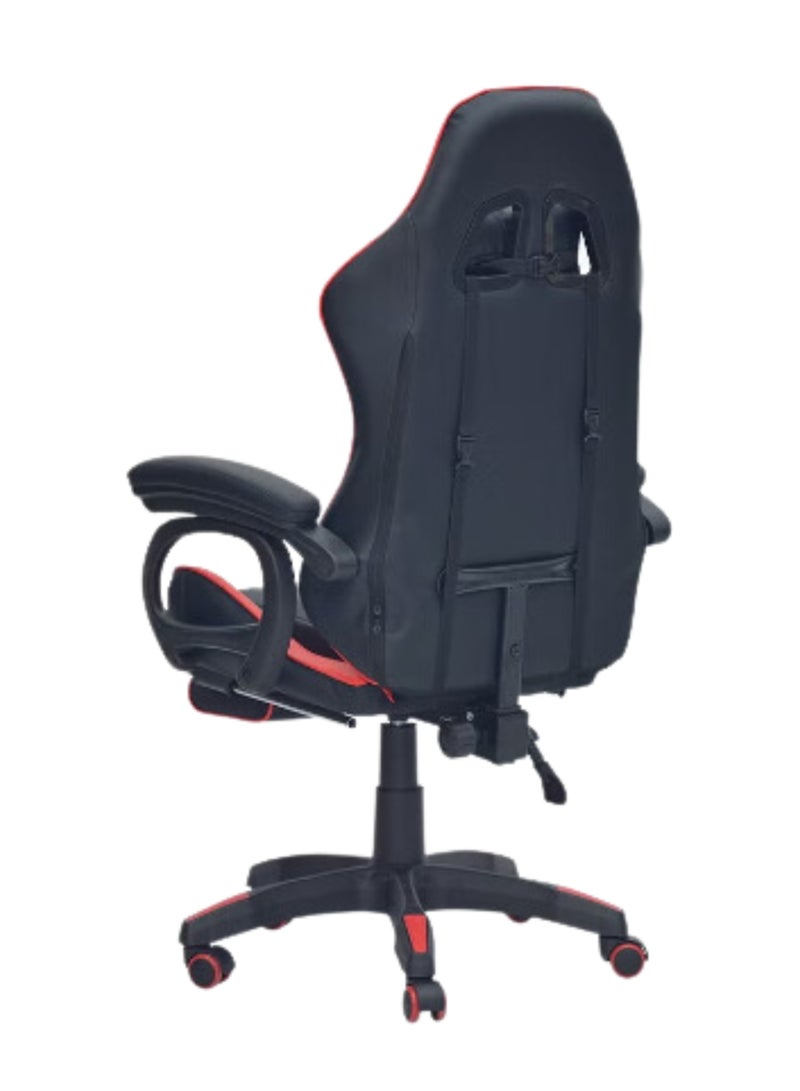 Modern Design Best Executive gaming chair SILA-MH-FR44-Red&BLACKfor Video Gaming Chair for Pc with fully reclining back and head rest and FOOTrest soft leather (Black)