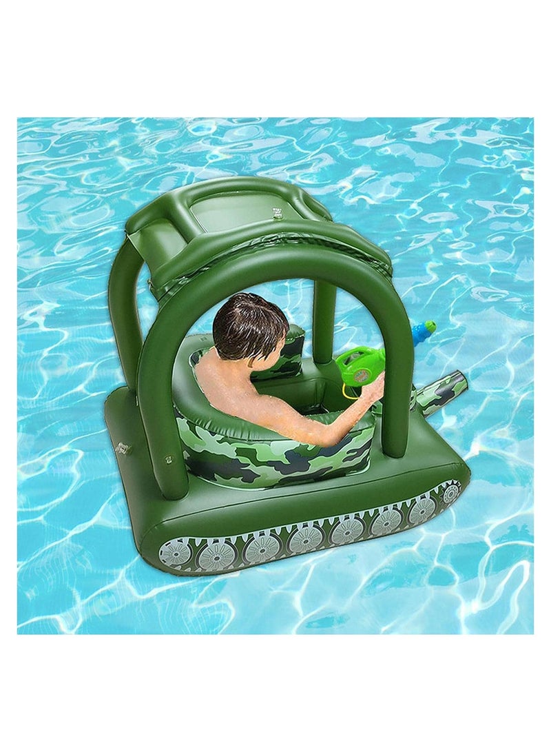COOLBABY Kids Swimming Float Inflatable Baby Pool Float with Sun Canopy and Safety Seat Tank Baby Swimming Ring for Beach Party Pool Toys