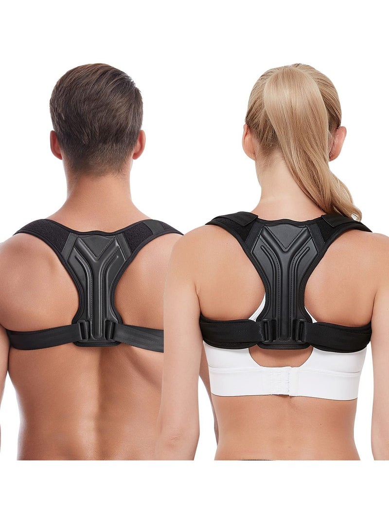 Back Correction Strap Adjustable Posture Corrector Spine Straightener for Relief of Neck Shoulder Pain Develop Good Seated Standing for Men Women Elderly Teens Black M