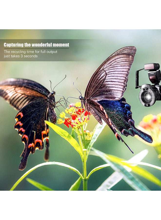 YONGNUO Professional YN14EX II Macro Ring Flash Light Kit with Large Size LCD Display Adapter Rings Color Temperature Filters Hot Shoe Mount Support M/TTL Flash for DSLR Cameras