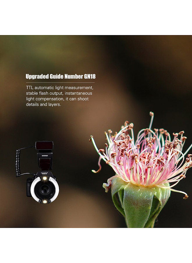 YONGNUO Professional YN14EX II Macro Ring Flash Light Kit with Large Size LCD Display Adapter Rings Color Temperature Filters Hot Shoe Mount Support M/TTL Flash for DSLR Cameras