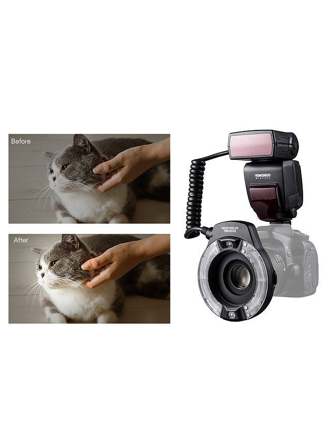YONGNUO Professional YN14EX II Macro Ring Flash Light Kit with Large Size LCD Display Adapter Rings Color Temperature Filters Hot Shoe Mount Support M/TTL Flash for DSLR Cameras