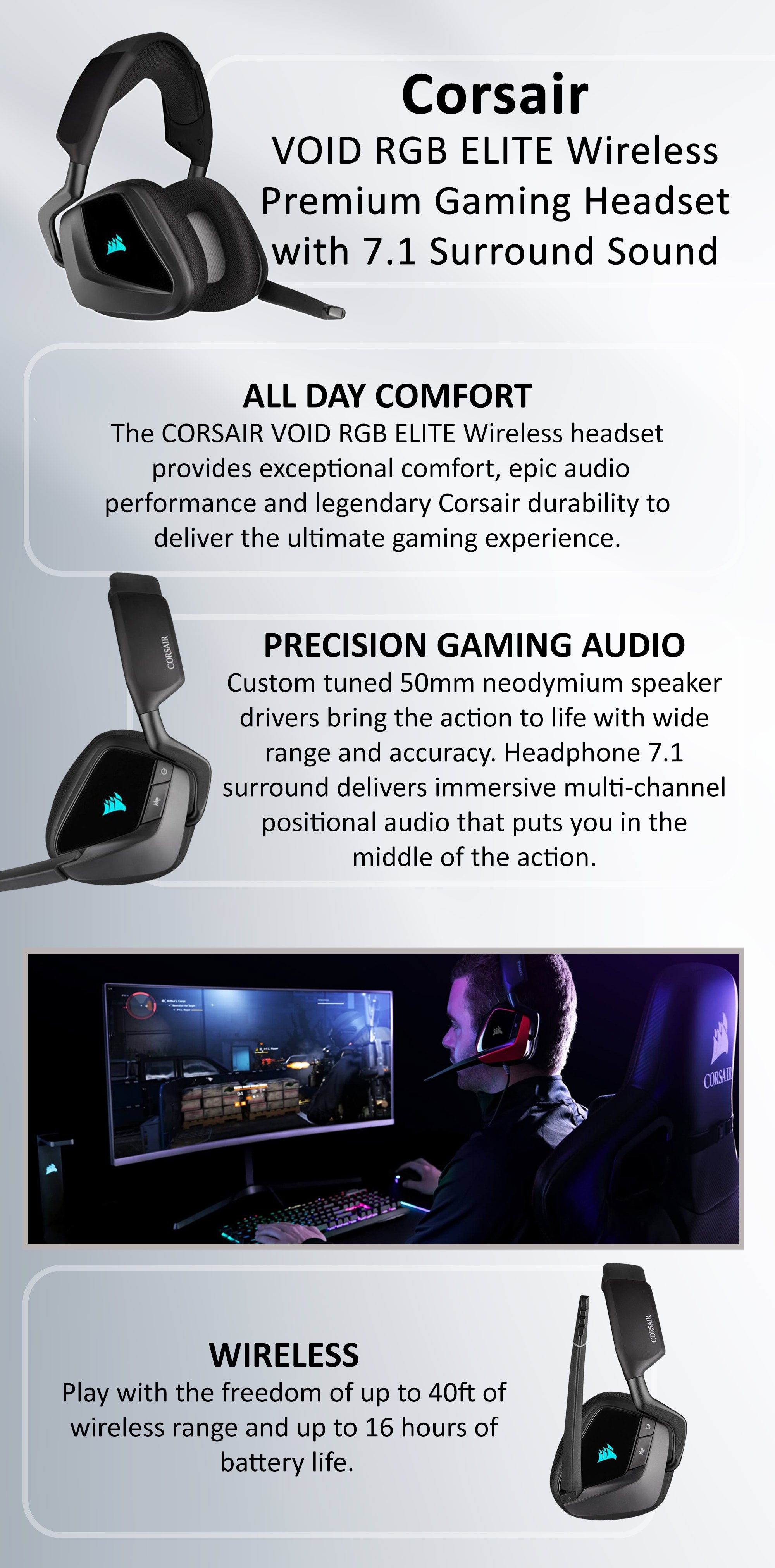 Void RGB Elite Wireless Over-Ear Gaming Headset With 7.1 Surround Sound