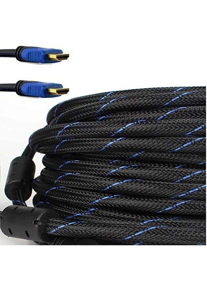 Hdmi Cable 75 Feet V1.4 Ultrahigh Speed Supports Ethernet Audio Return (Arc) Bandwidth Up To 18Gbps 3D Hd 1080P Ready 75Ft Braided Nylon Cable Cord Gold Plated Blue