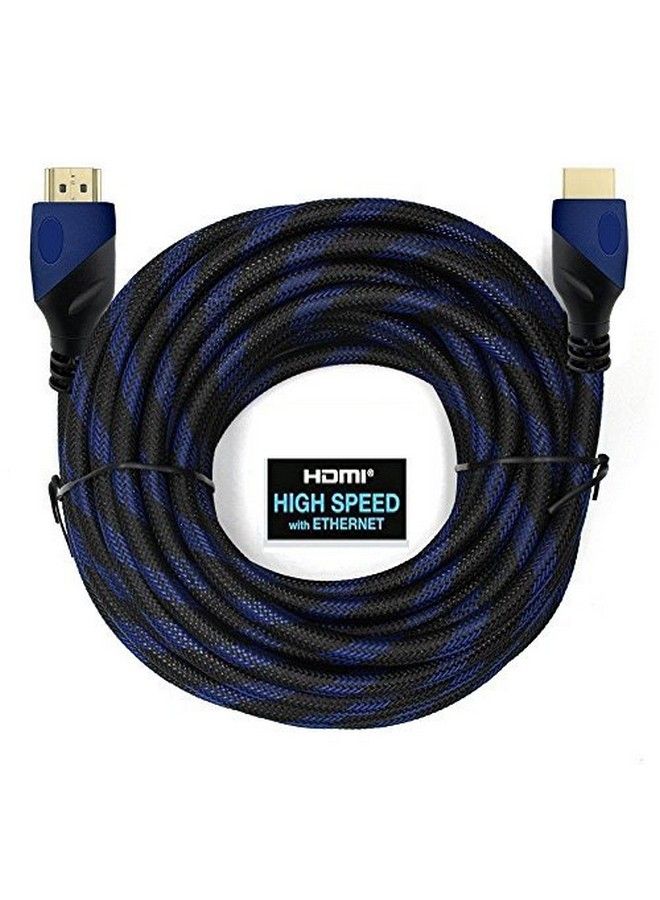 Hdmi Cable 75 Feet V1.4 Ultrahigh Speed Supports Ethernet Audio Return (Arc) Bandwidth Up To 18Gbps 3D Hd 1080P Ready 75Ft Braided Nylon Cable Cord Gold Plated Blue